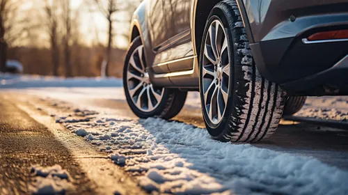 Car in the winter with winter tyres